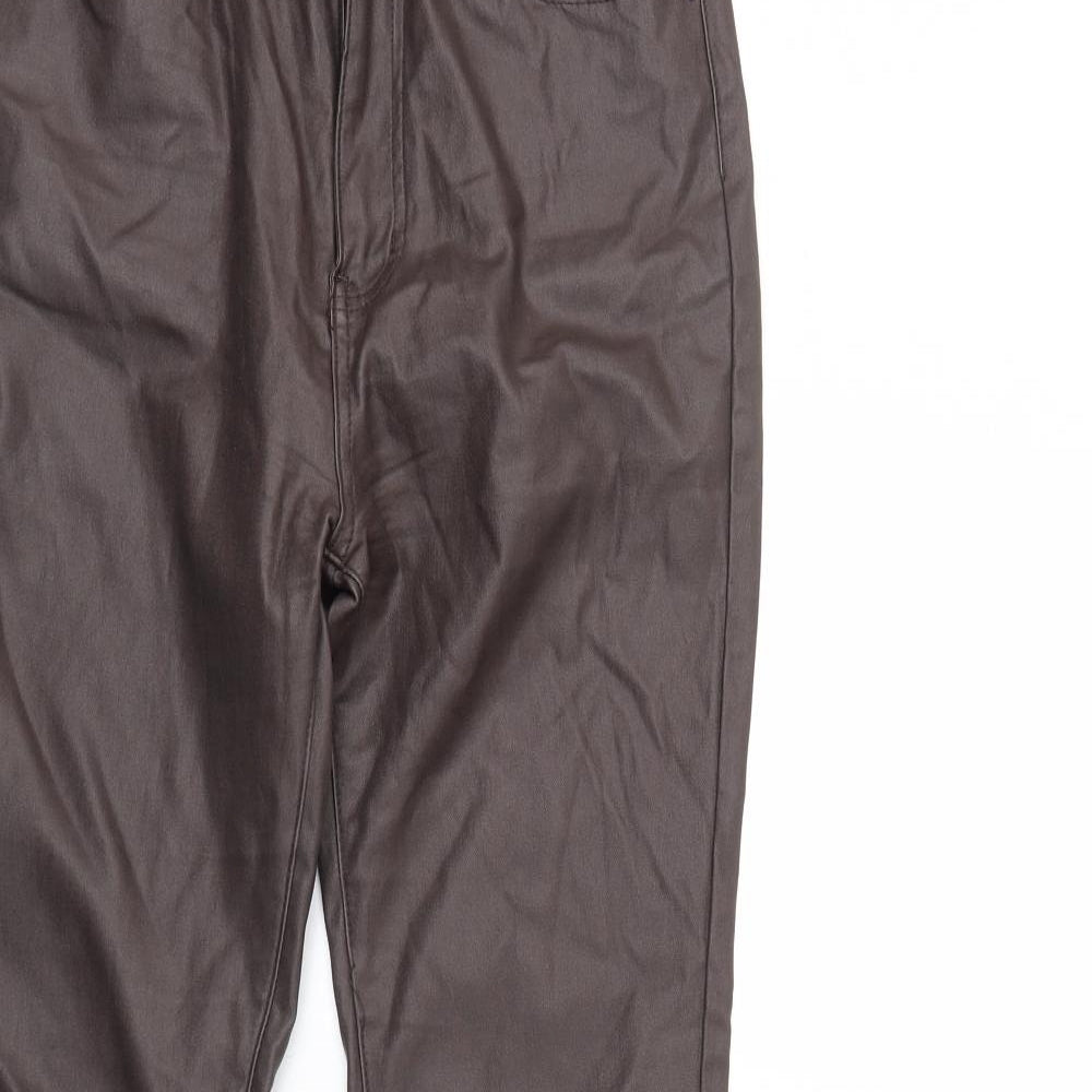 PRETTYLITTLETHING Womens Brown   Trousers  Size 12 L33 in