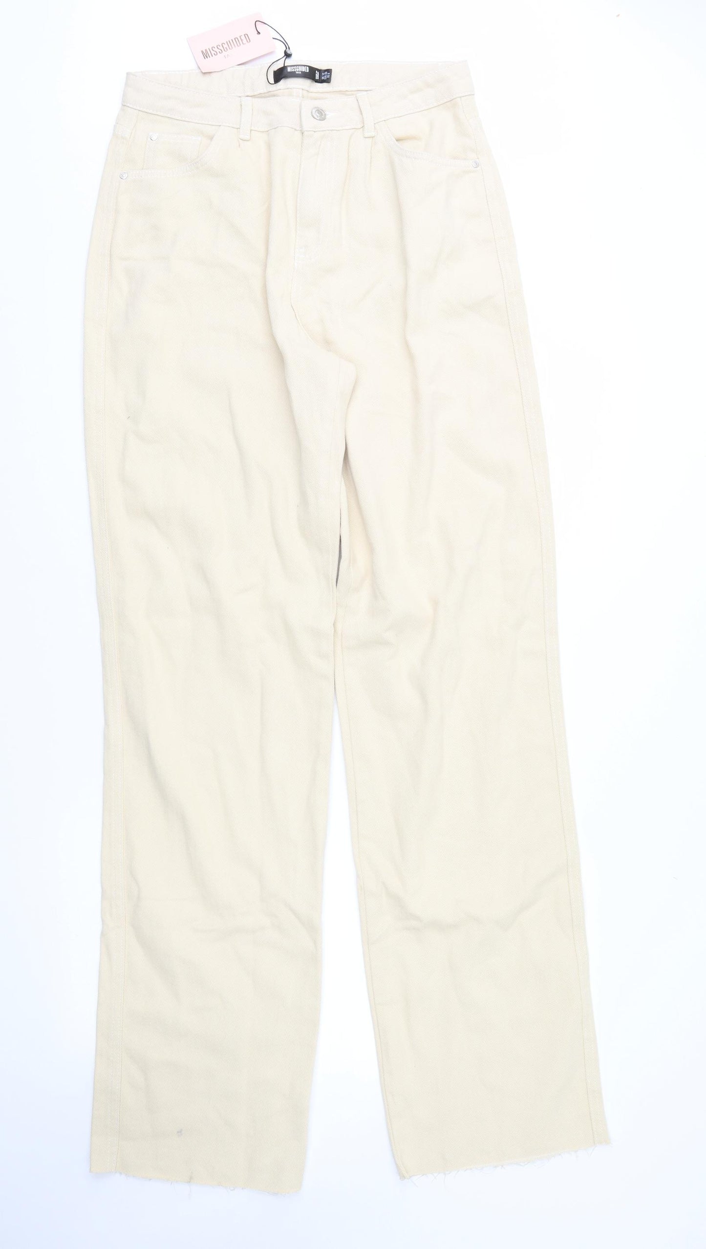 Missguided Womens Beige  Denim Flared Jeans Size 12 L37 in