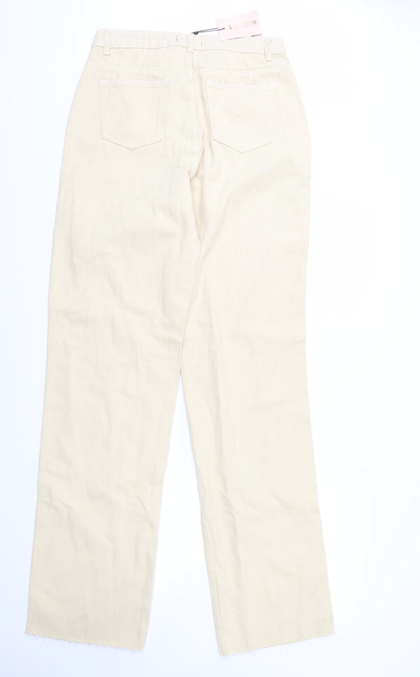 Missguided Womens Beige  Denim Flared Jeans Size 12 L37 in