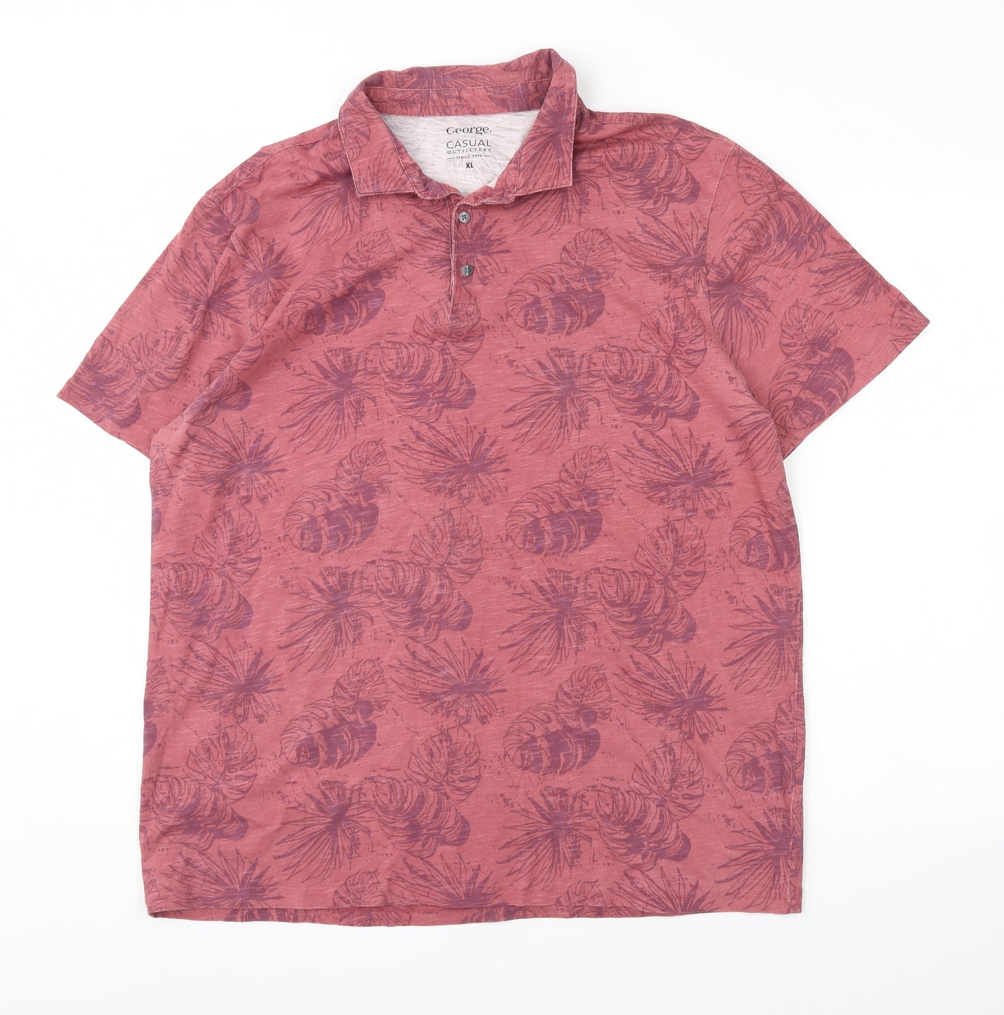 George Girls Red Floral  Basic Polo Size XL