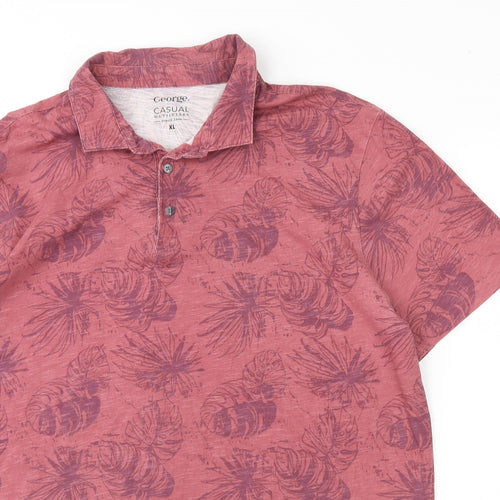 George Girls Red Floral  Basic Polo Size XL