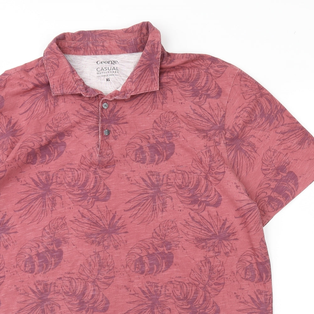 George Girls Red Floral  Basic Polo Size XL