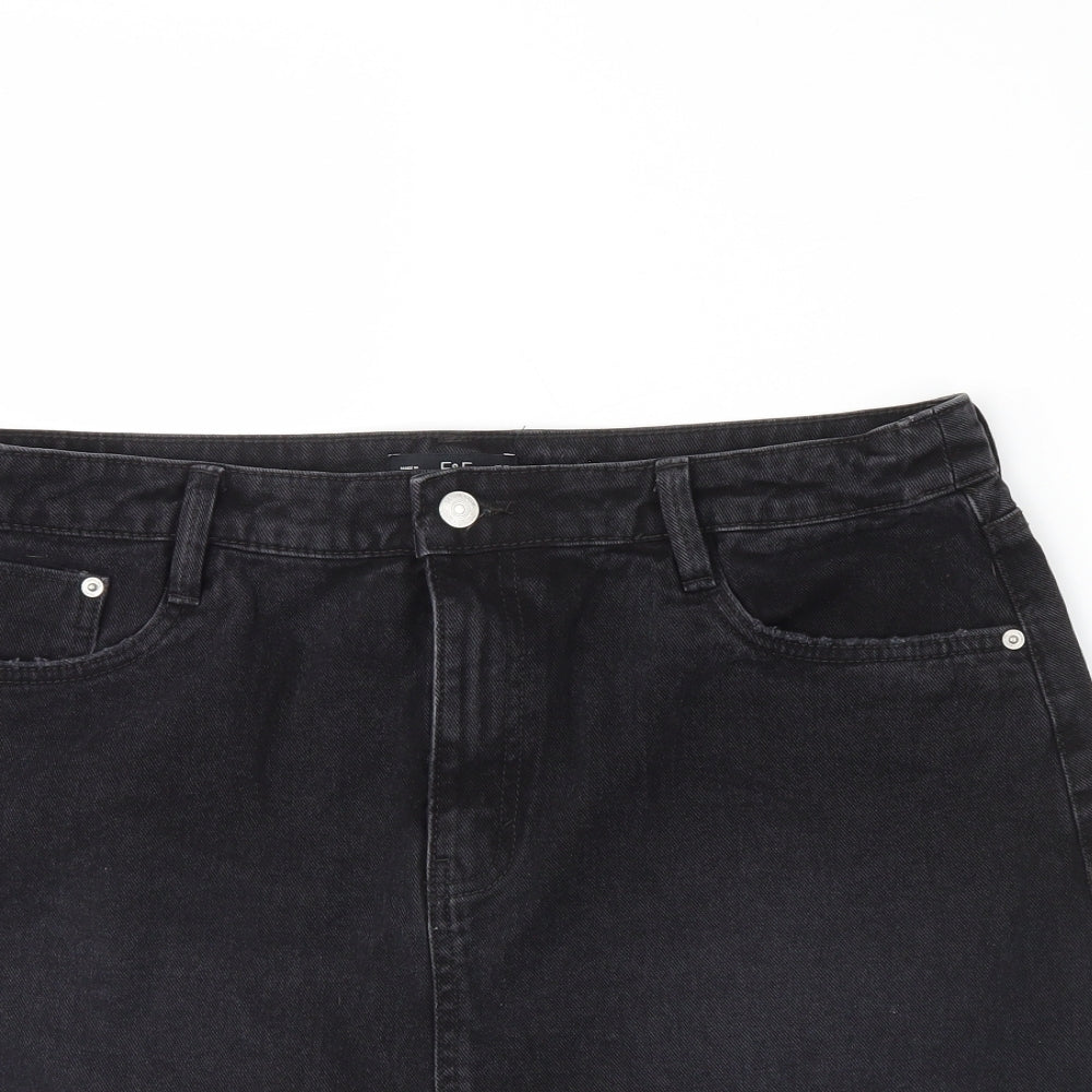 F&F Womens Black  Denim Mini Skirt Size 16