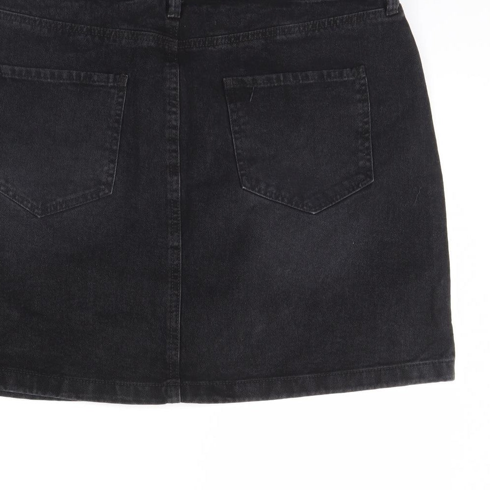 F&F Womens Black  Denim Mini Skirt Size 16