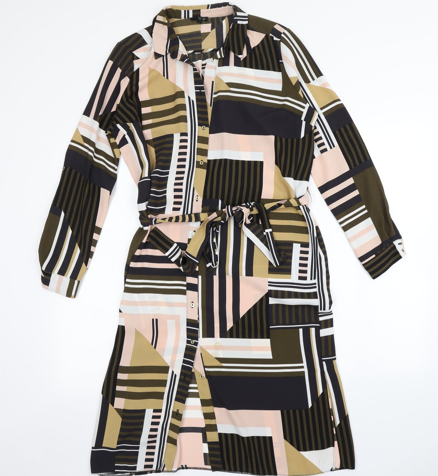 River Island Womens Green Geometric  Shirt Dress  Size 12