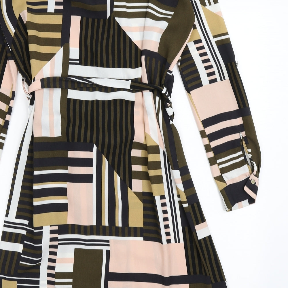 River Island Womens Green Geometric  Shirt Dress  Size 12