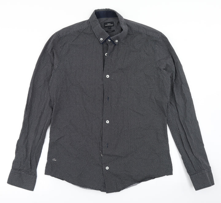 NEXT Mens Black Polka Dot Button-Up Size L