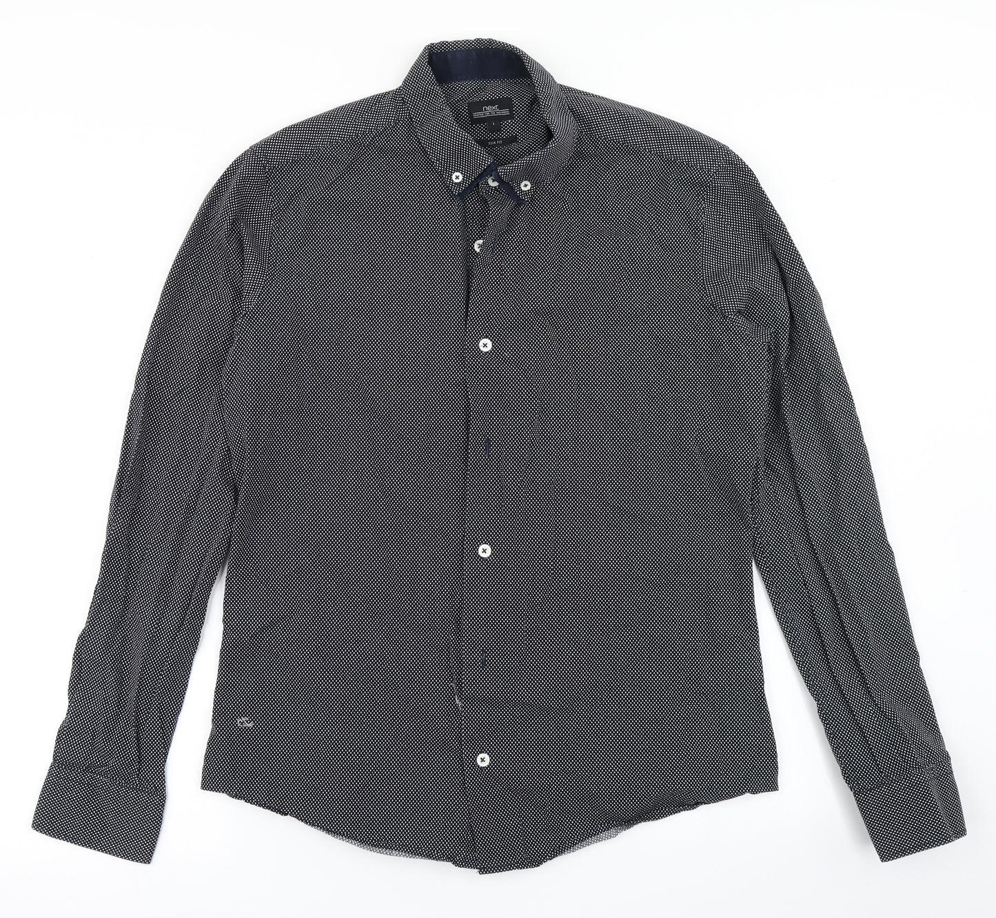 NEXT Mens Black Polka Dot   Button-Up Size L