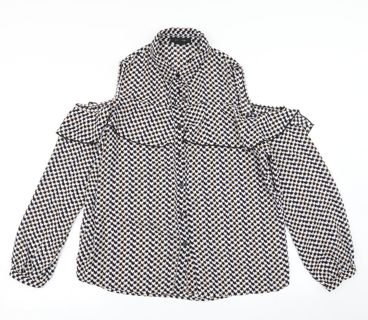 Atmosphere Womens Black Polka Dot  Basic Blouse Size 14  - Cold Shoulder