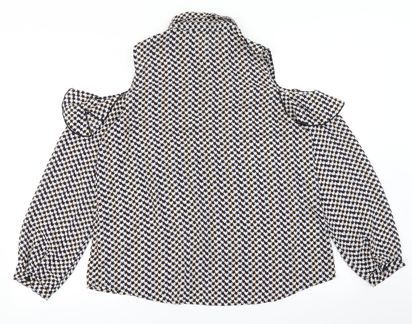 Atmosphere Womens Black Polka Dot  Basic Blouse Size 14  - Cold Shoulder