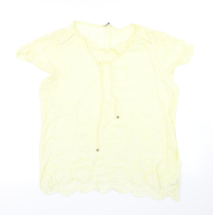 M&Co Womens Yellow Basic Blouse Size 14