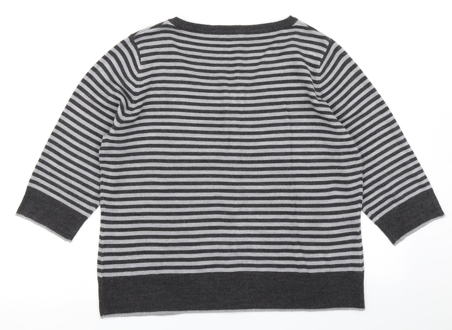 TU Womens Grey Striped Knit Cardigan Jumper Size 18