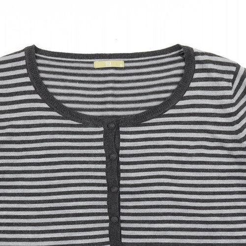 TU Womens Grey Striped Knit Cardigan Jumper Size 18