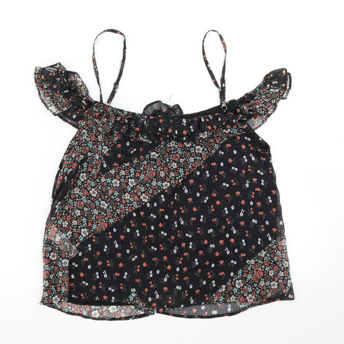 Topshop Womens Black Floral  Basic Blouse Size 10