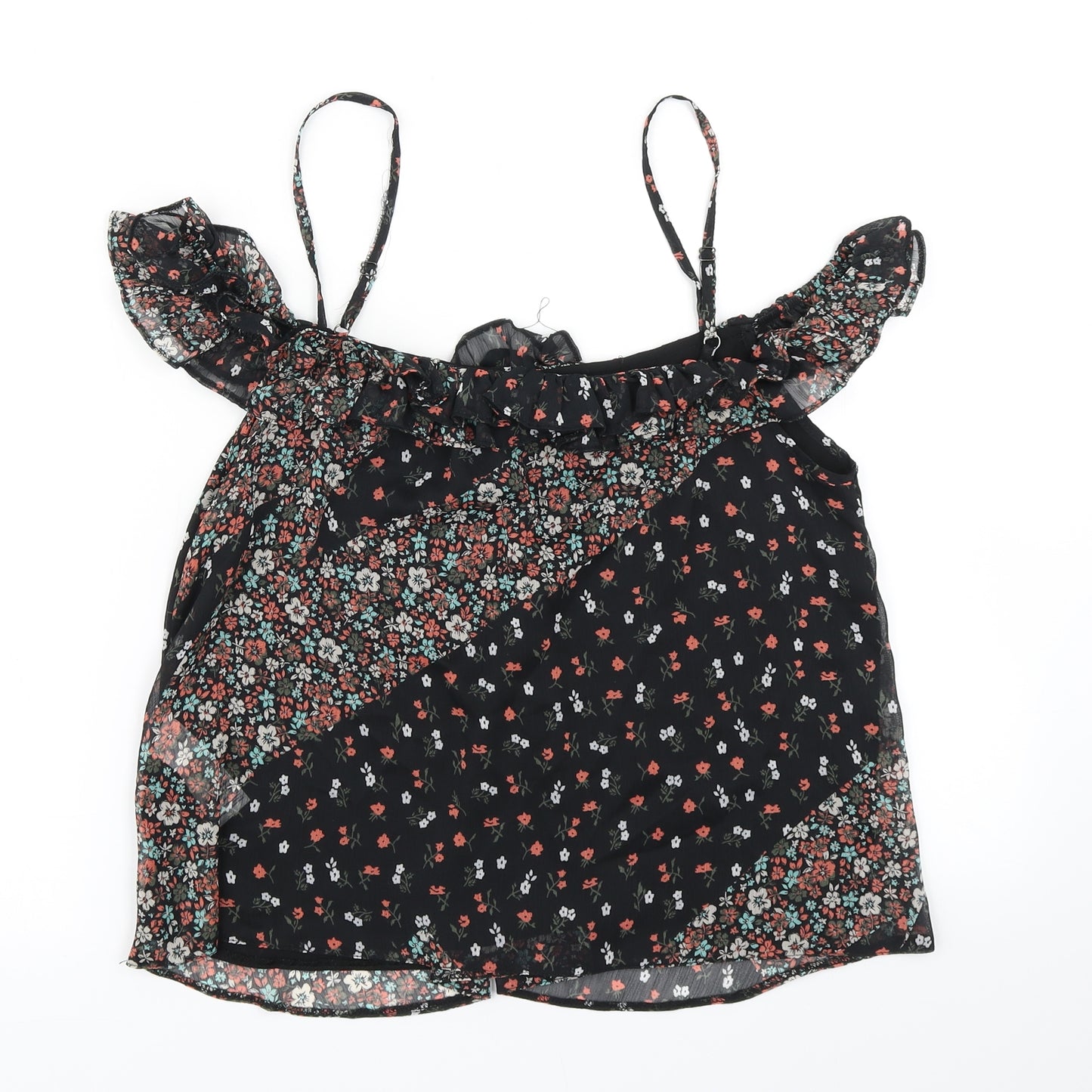Topshop Womens Black Floral  Basic Blouse Size 10
