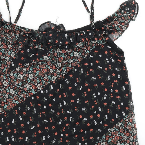 Topshop Womens Black Floral  Basic Blouse Size 10