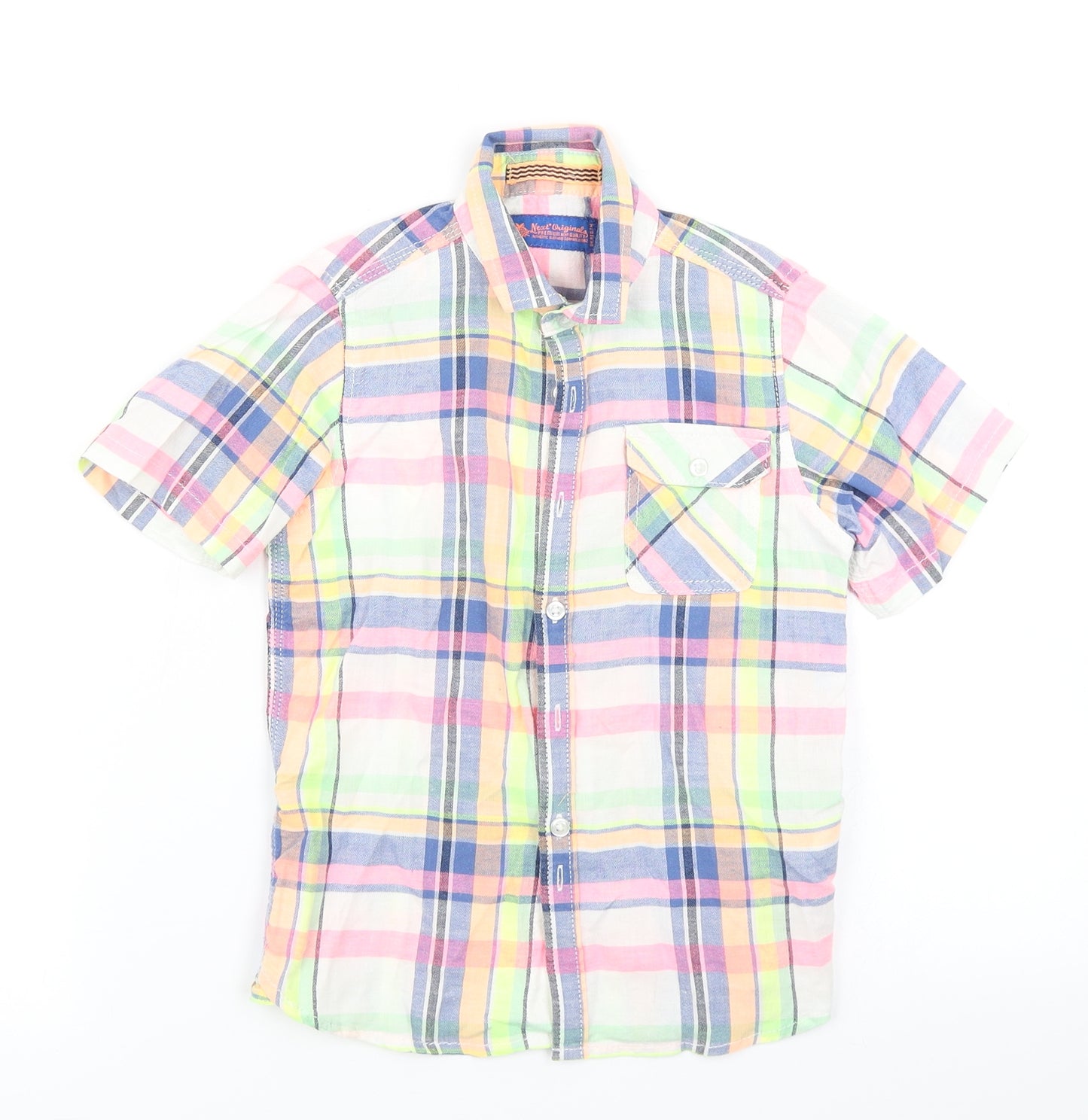 NEXT Boys Pink Plaid  Basic Button-Up Size 5 Years