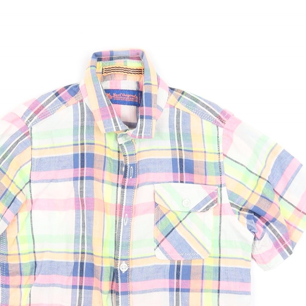 NEXT Boys Pink Plaid  Basic Button-Up Size 5 Years