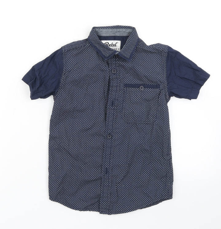 Rebel Boys Blue Polka Dot  Basic Button-Up Size 6-7 Years