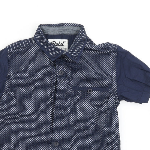 Rebel Boys Blue Polka Dot  Basic Button-Up Size 6-7 Years