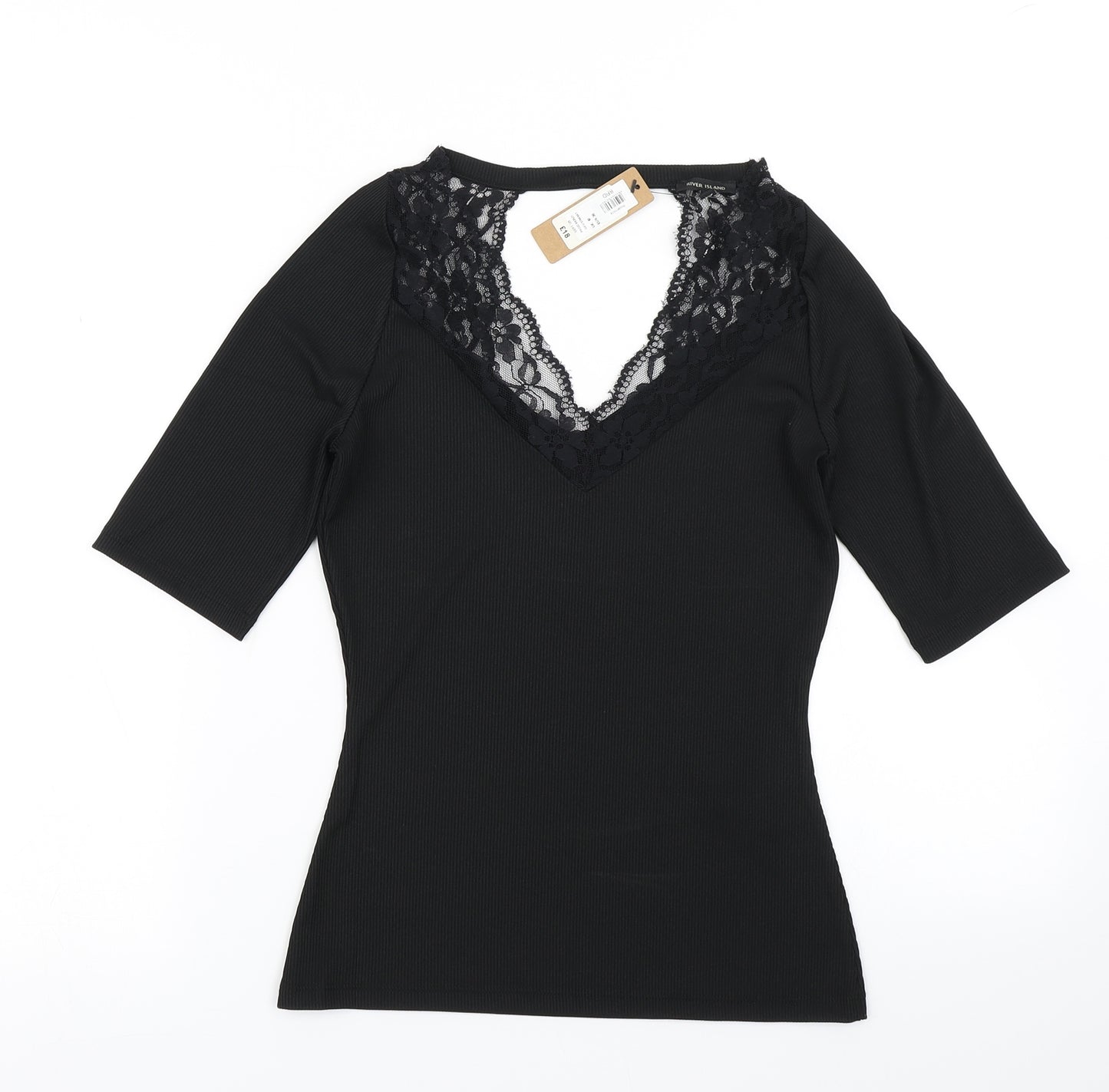 River Island Womens Black   Basic T-Shirt Size 10