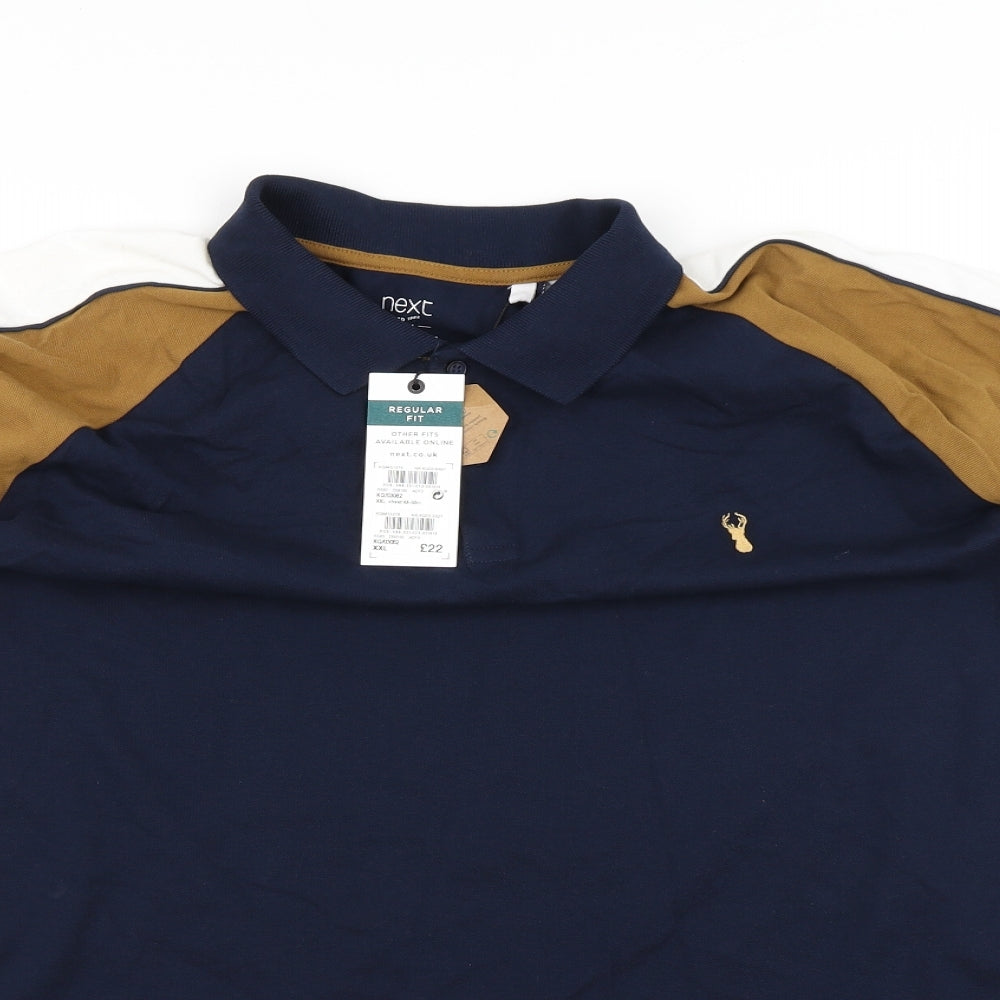 NEXT Mens Blue Colourblock   Polo Size 2XL