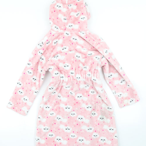 George Girls Pink Polka Dot Fleece Top Robe Size 6-7 Years