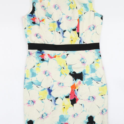 Marc Angelo Womens White Floral  Pencil Dress  Size 12