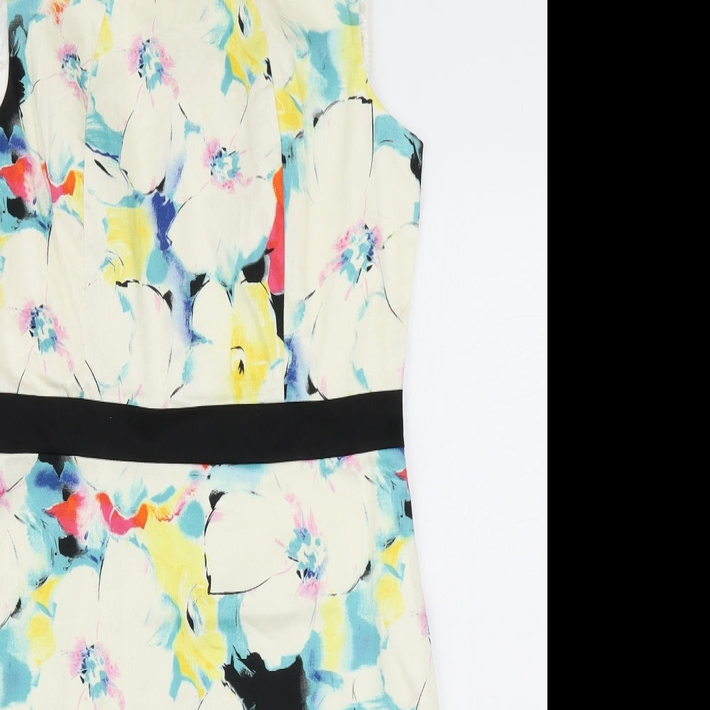 Marc Angelo Womens White Floral  Pencil Dress  Size 12