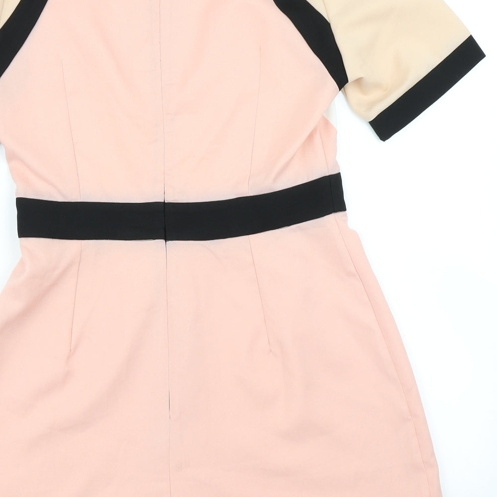 Missguided Womens Pink Colourblock  Playsuit One-Piece Size 12