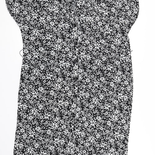 George Womens Black Floral  Shirt Dress  Size 14
