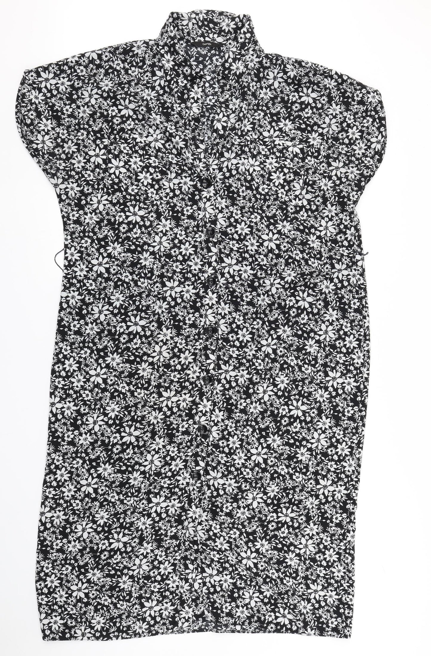 George Womens Black Floral  Shirt Dress  Size 14