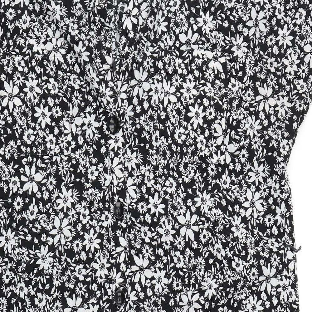 George Womens Black Floral  Shirt Dress  Size 14