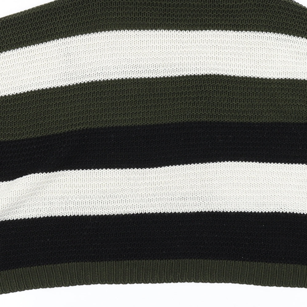 Quiz Womens Green Striped Knit Pullover Jumper Size L  - Cropped