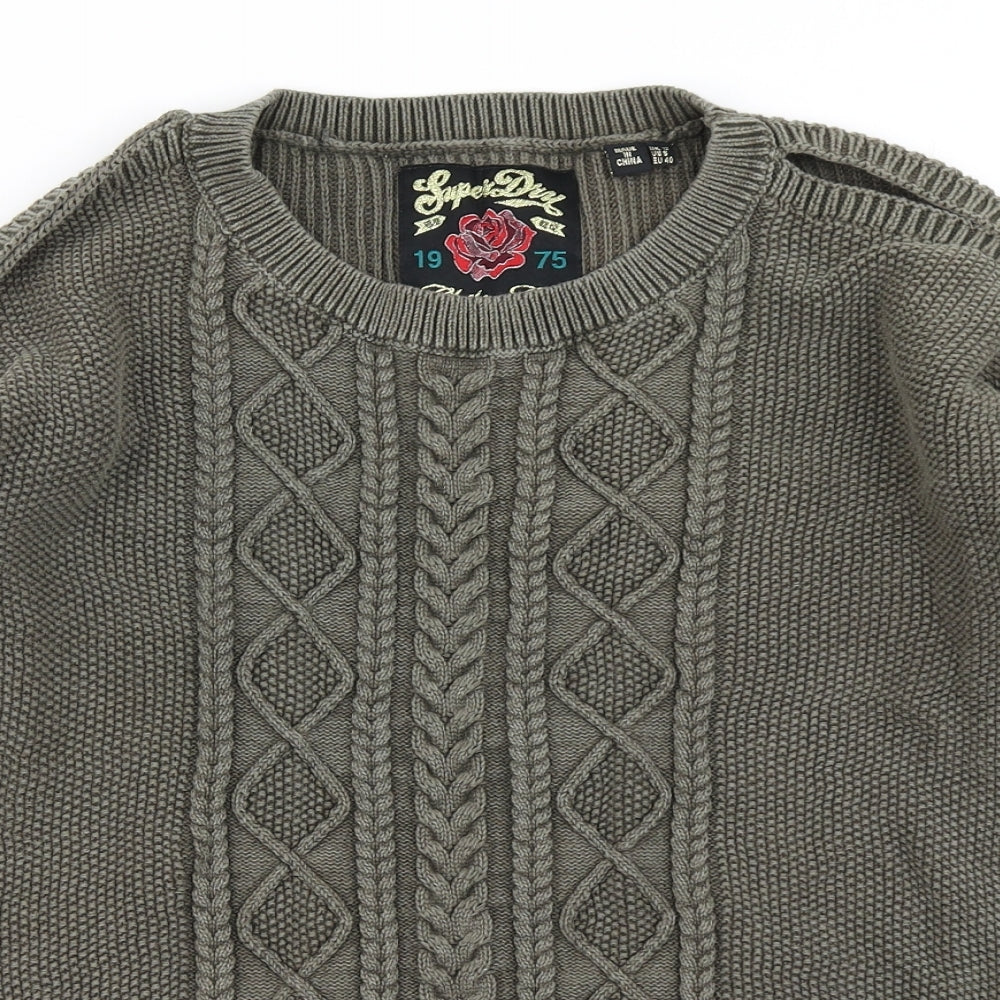 Superdry Womens Green  Knit Pullover Jumper Size 12  - Cold Shoulder
