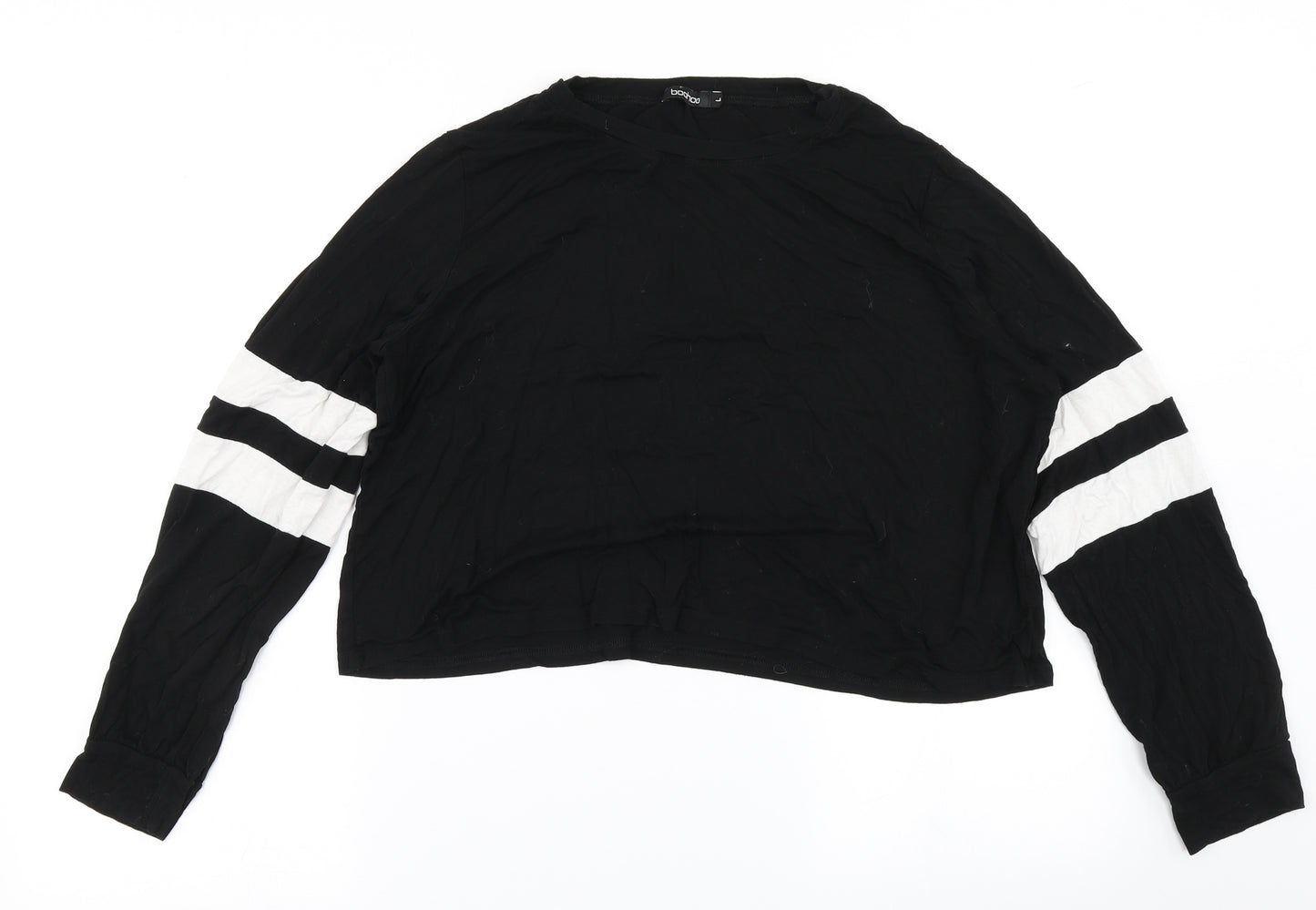 Boohoo Womens Black   Cropped T-Shirt Size L