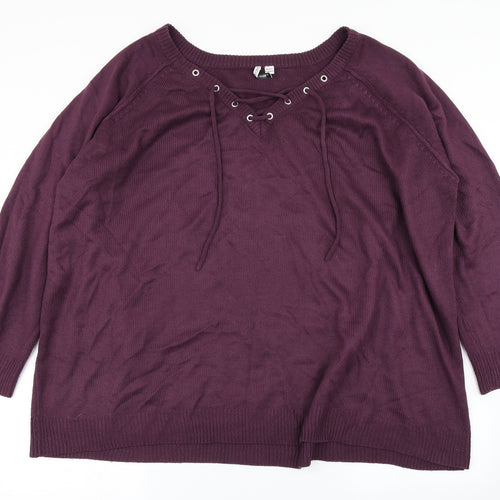 Capsule Womens Purple  Knit Pullover Jumper Size L