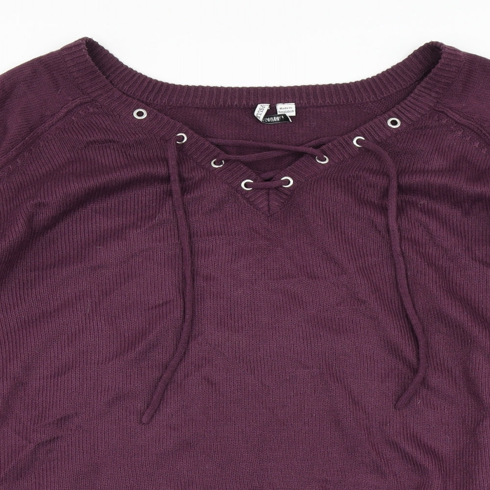 Capsule Womens Purple  Knit Pullover Jumper Size L