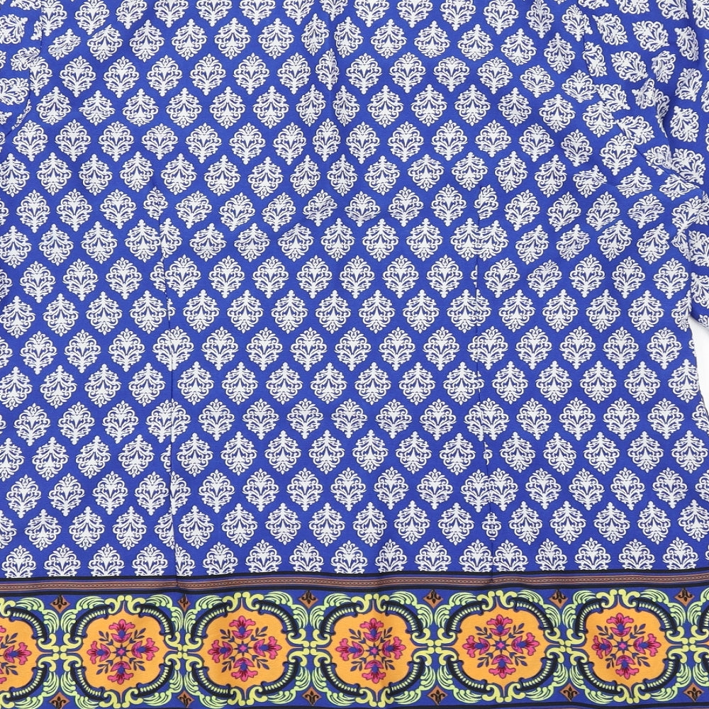 Anthology Womens Blue Paisley  Basic Blouse Size 16