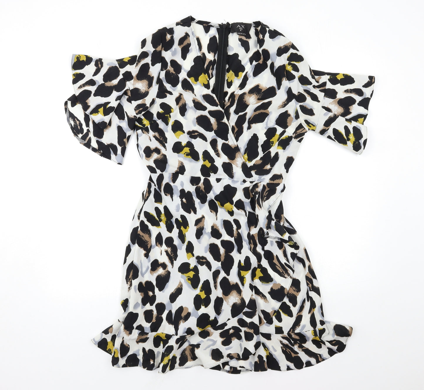 AX Paris Womens Grey Animal Print  Wrap Dress  Size 10