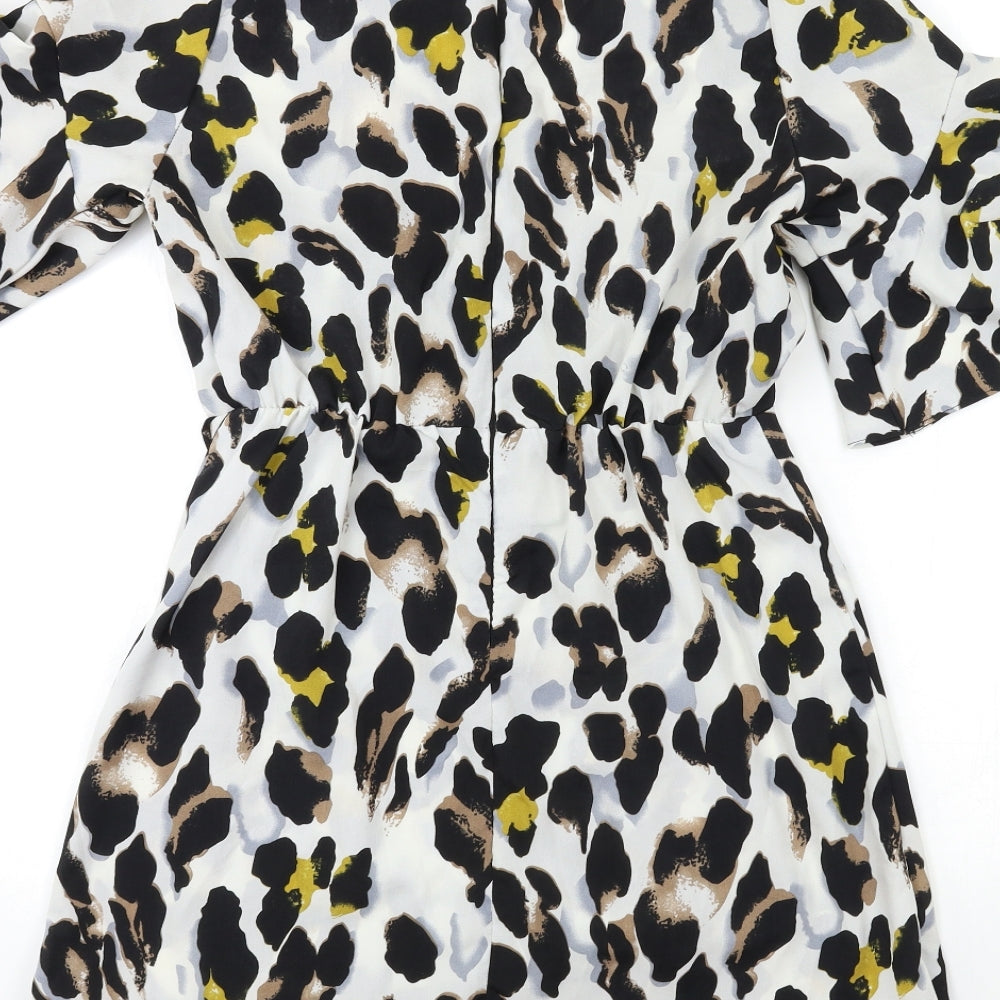 AX Paris Womens Grey Animal Print  Wrap Dress  Size 10