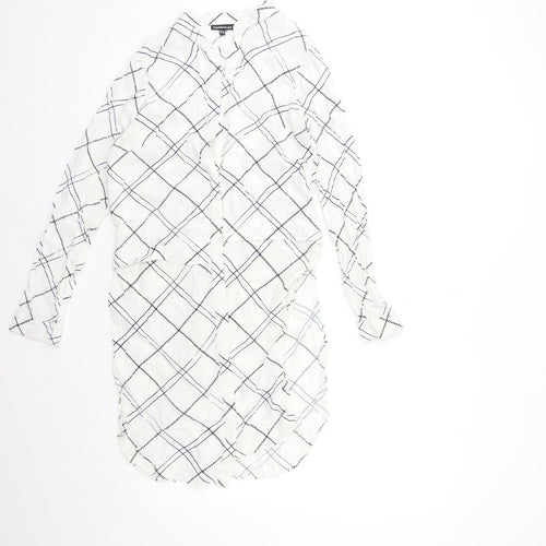 WAREHHOUSE Womens White Check  Basic Blouse Size 10