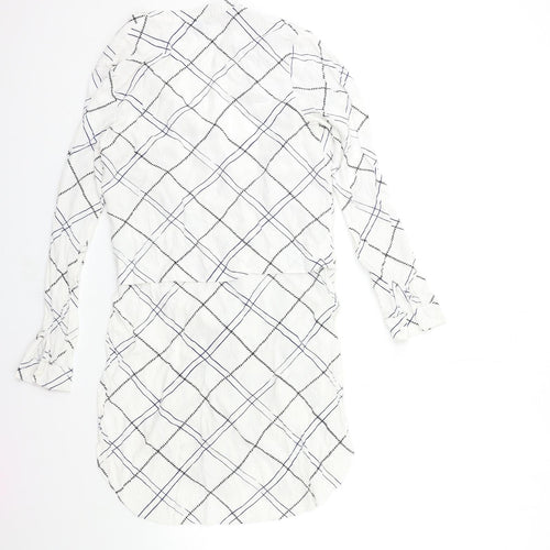 WAREHHOUSE Womens White Check  Basic Blouse Size 10