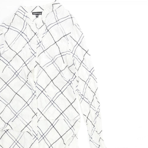 WAREHHOUSE Womens White Check  Basic Blouse Size 10