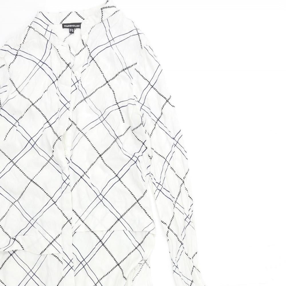 WAREHHOUSE Womens White Check  Basic Blouse Size 10
