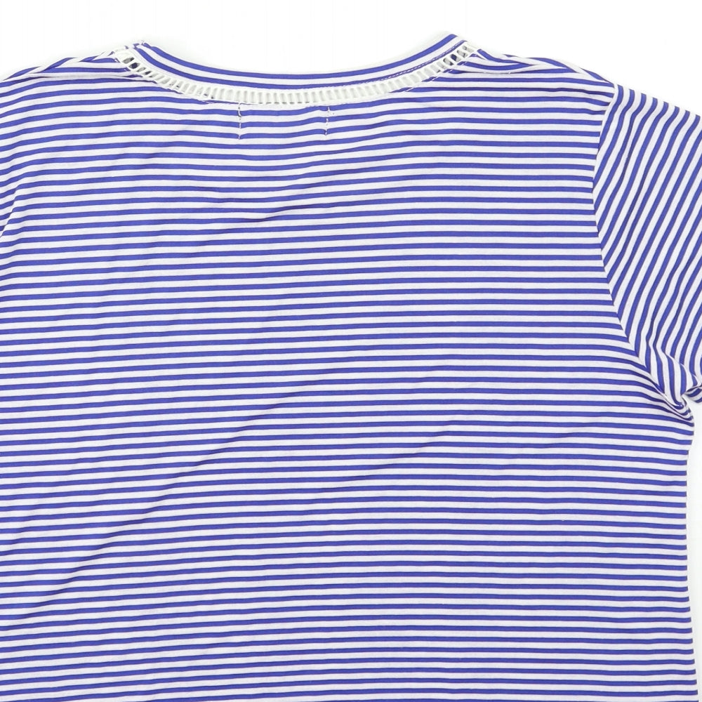 MINKPINK Womens Blue Striped  Basic T-Shirt Size M