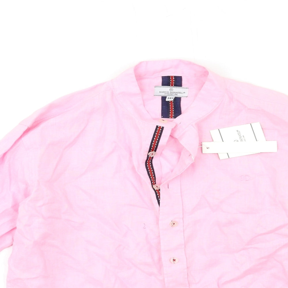 MARCO DONATELI Boys Pink   Basic Button-Up Size 14 Years