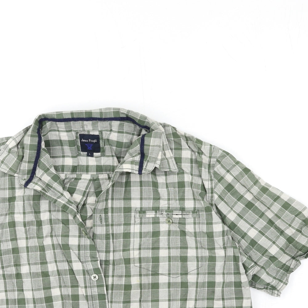 james pringle Mens Green Check   Button-Up Size L