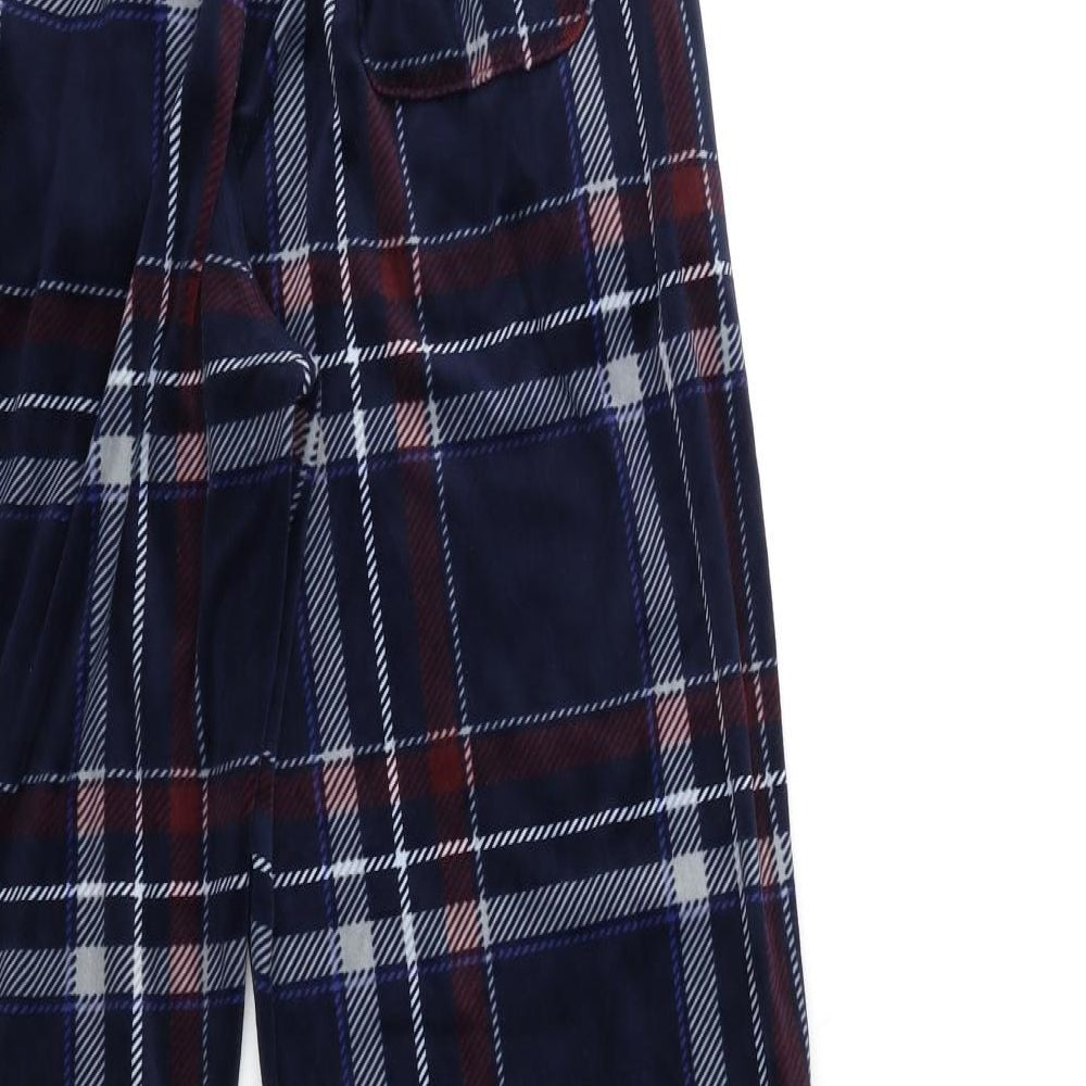 Matalan Mens Blue Check Fleece  Lounge Pants Size M