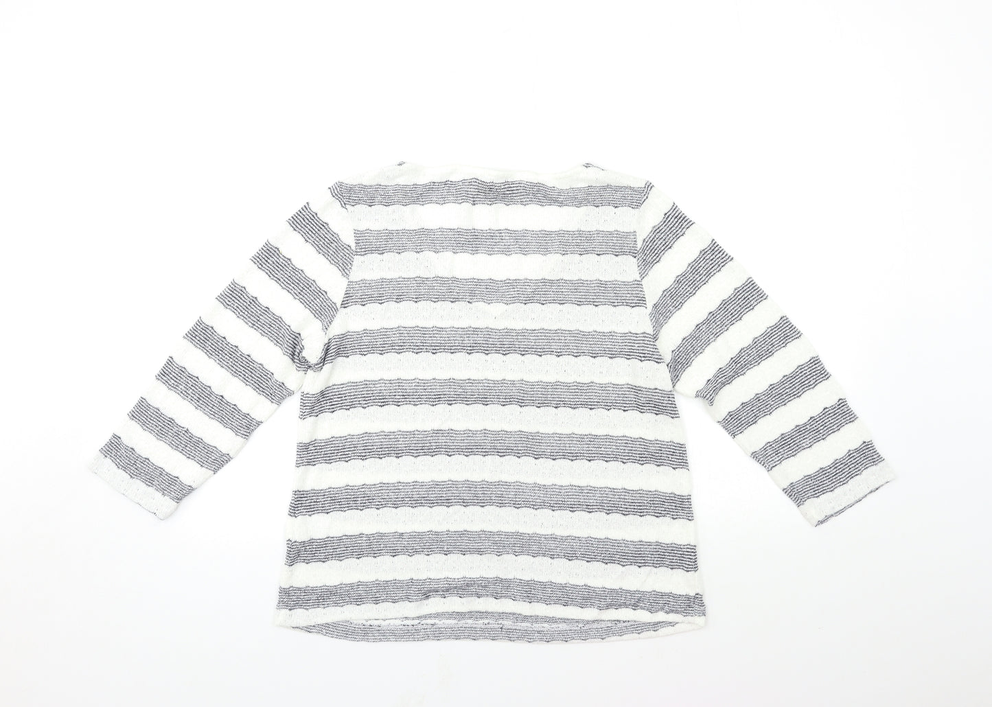 net Womens White Striped Knit Pullover Jumper Size 14